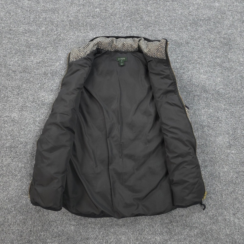 J Crew Vest Womens Small Gray Herringbone Down Puffer Quilted‎ Zip Pockets - Picture 2 of 8